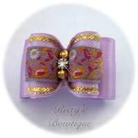 Orchid with Lavender Jacquard - Adult Dog Bow