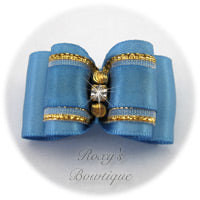 Porcelain Blue with Gold - Adult Dog Bow