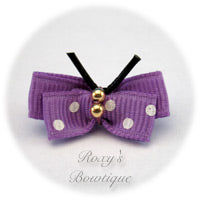 Lavender with White Dots Tiny Dog Bow