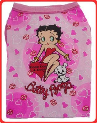 Pink Heart Circles Sleeveless Dog Tee - Betty Boop Dog Clothes