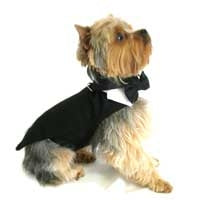 Black Tuxedo with Tails, Top Hat, and Bow Tie Collar - Doggie Design