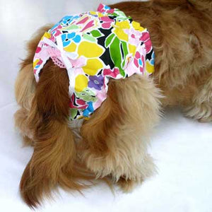 Bright Flower Print Dog Panties - Doggie Design