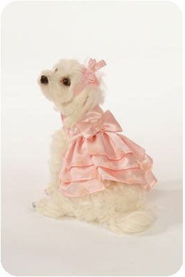 Pink Satin Dress with Veil Hat & Leash Set - Doggie Design