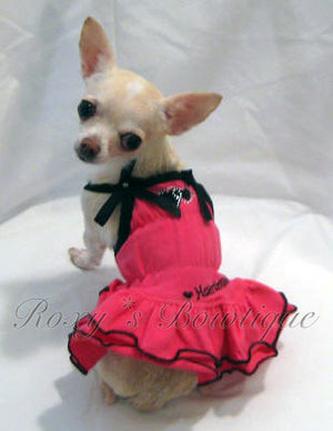 Heart Breaker Fuchsia and Black Ruffle Dress - Platinum Puppy Couture