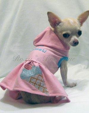 So Sweet Ice Cream Dog Hoodie Dress - Platinum Puppy Couture