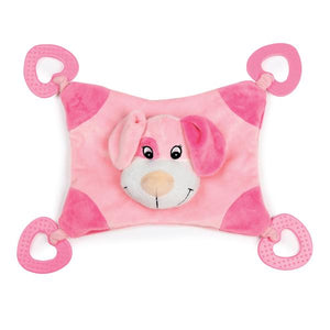 Zanies Puppy Snugglers Teething Blanket Dog Toy Pink
